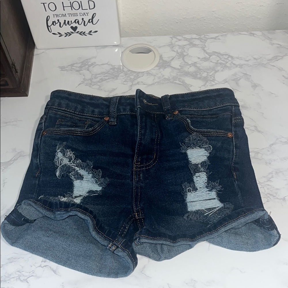 Almost Famous Blue Distressed Jean Shorts